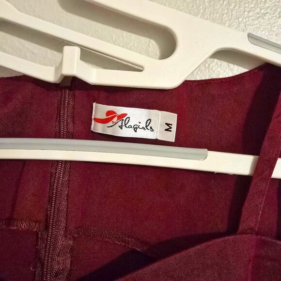 ALAGIRLS M Size Sleeveless Princess Fit & Flare Midi Dress maroon/burgundy - Picture 6 of 9